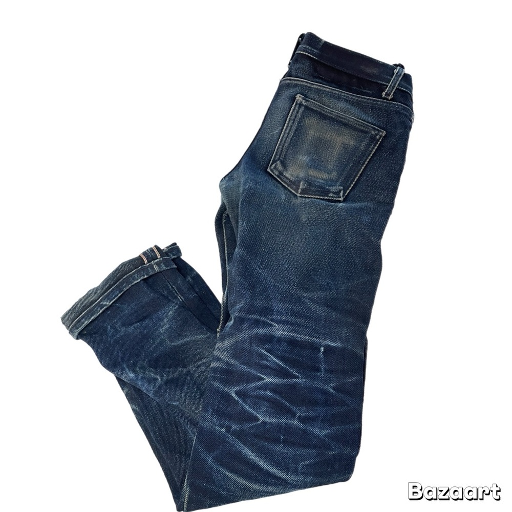 Naked & Famous Denim Men’s Elephant 4 Skinny Jeans - Dark Blue with fading - Picture 3 of 16